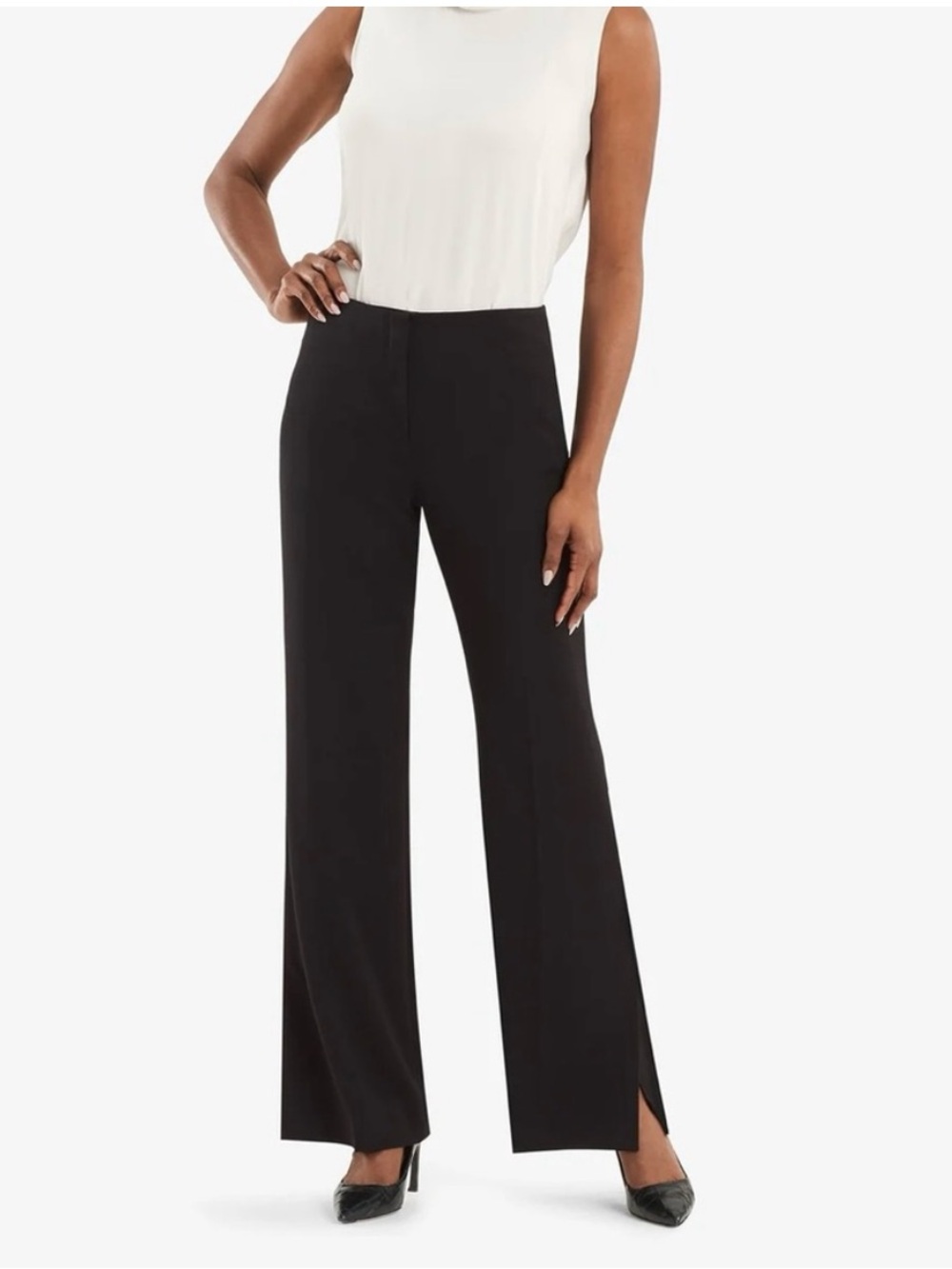 MM Lafleur Black wool Blend Side Slit Clooney Pants Size 12
